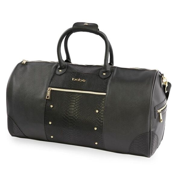 BEBE Ellisa 22" Duffle Bag Inch Weekend Travel Bag in Black/Gold, purse, bag - Picture 1 of 6